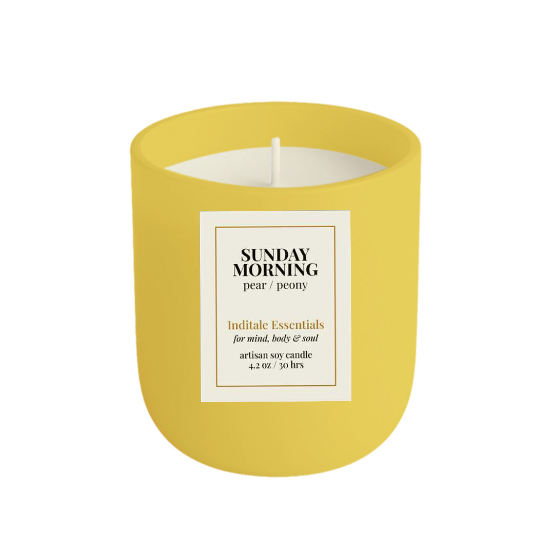 Sunday Morning - Pear & Peony Scented Soy Candle By Inditale