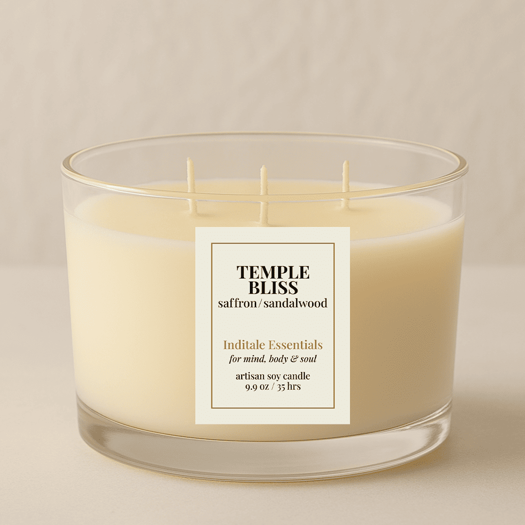 Temple Bliss - Divine VIBHUTI Sandal Candle with 3 Wick by Inditale