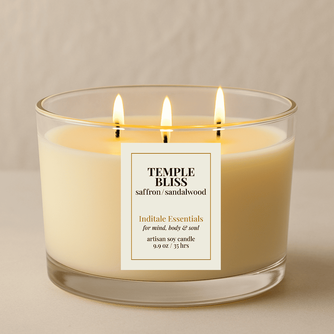 Temple Bliss - Divine VIBHUTI Sandal Candle with 3 Wick by Inditale