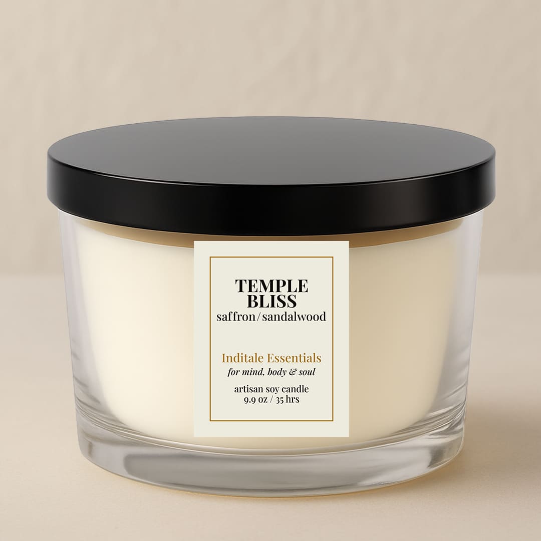 Temple Bliss - Divine VIBHUTI Sandal Candle with 3 Wick by Inditale